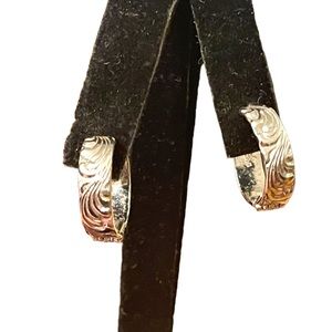 Vintage sterling silver 925 etched huggie earrings CORO 1960s hoops